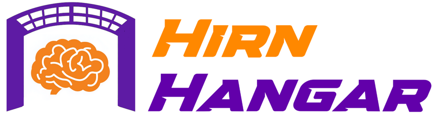 Logo mit Gehirn innerhalb eines Hangars